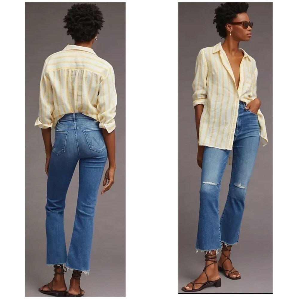 Mother Anthropologie Hustler Ankle Fray Jeans Can’t Stop Staring Sz 24 NEW.